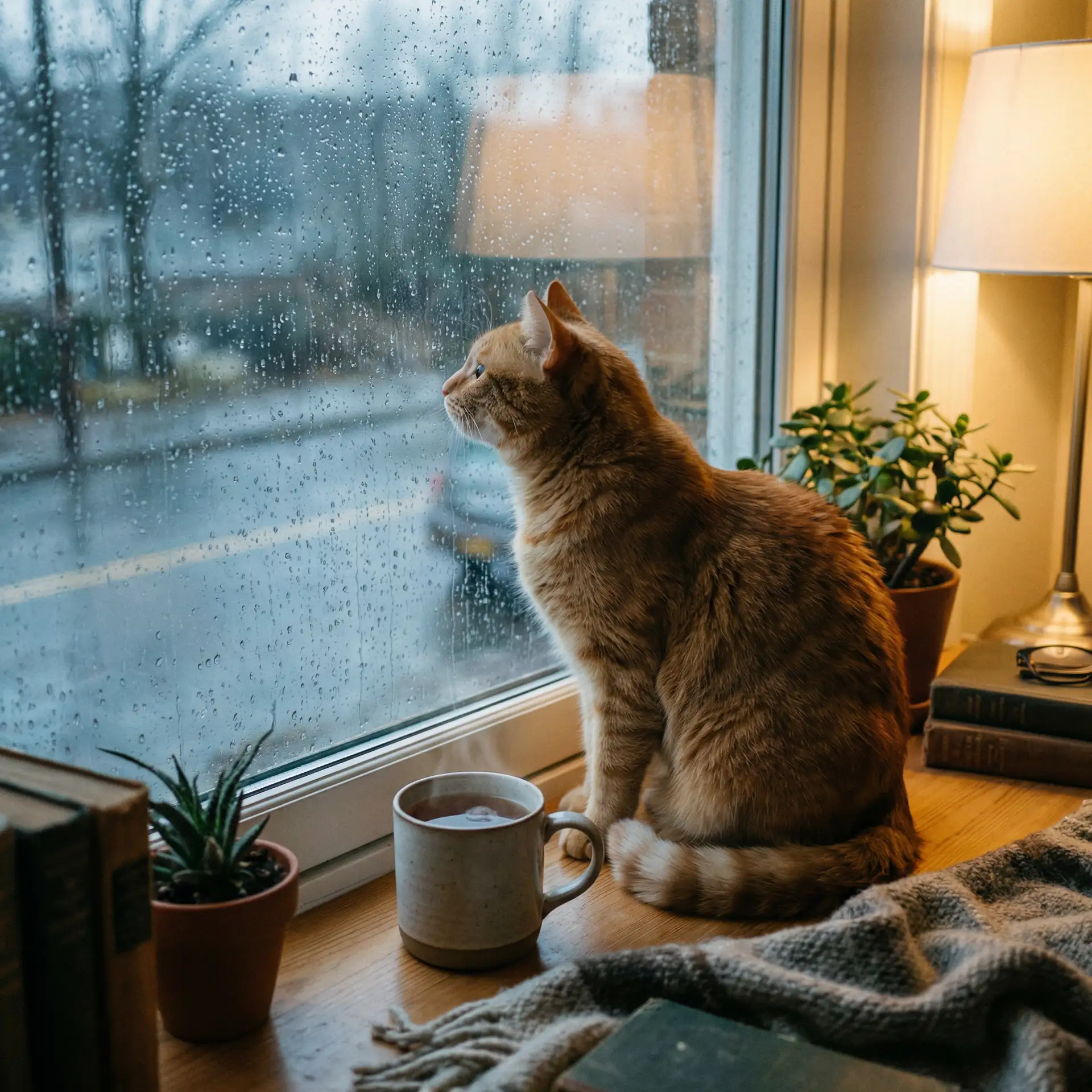 猫咪望着窗外的雨 - 艳降勾魂电影